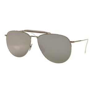 THOM BROWNE TB015 LTD-SLV 62 pilot-frame aviator Silver Metal sunglasses GRAY